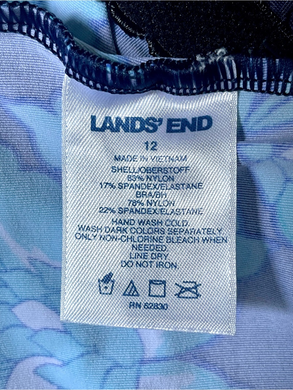 Lands' End Deep Sea Floral Tankini Swimsuit Top built-in-bra 12 Large - Picture 11 of 12